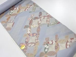 B反　正絹　新装織物製　古典柄に花模様織り出し　名古屋帯地反物